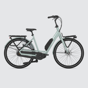 Open image in slideshow, Gazelle Bloom C7 HMS Electric Bike in Light Olive – A perfect blend of style and family-friendly functionality for your everyday adventures.
