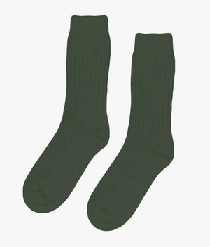 Open image in slideshow, Colorful Standard Recycled Merino Wool Blend Green Socks
