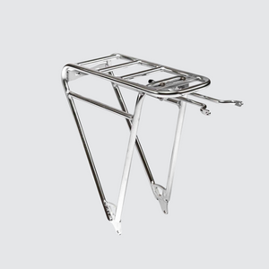 pelago bikes rear cargo carrier pannier rack silver polished