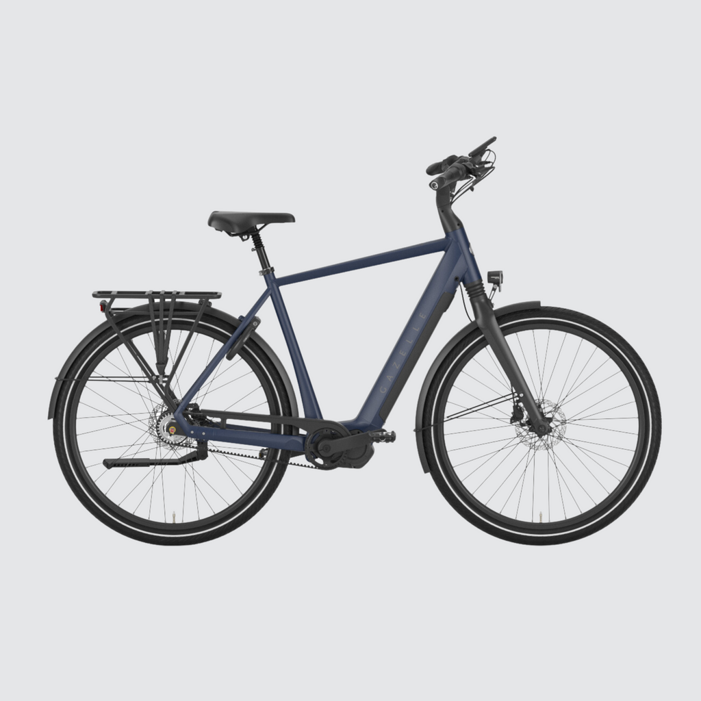 Gazelle Chamonix C5 HMS Electric Bike in sleek design – experience effortless riding and unmatched comfort, high-step, midnight blue.
