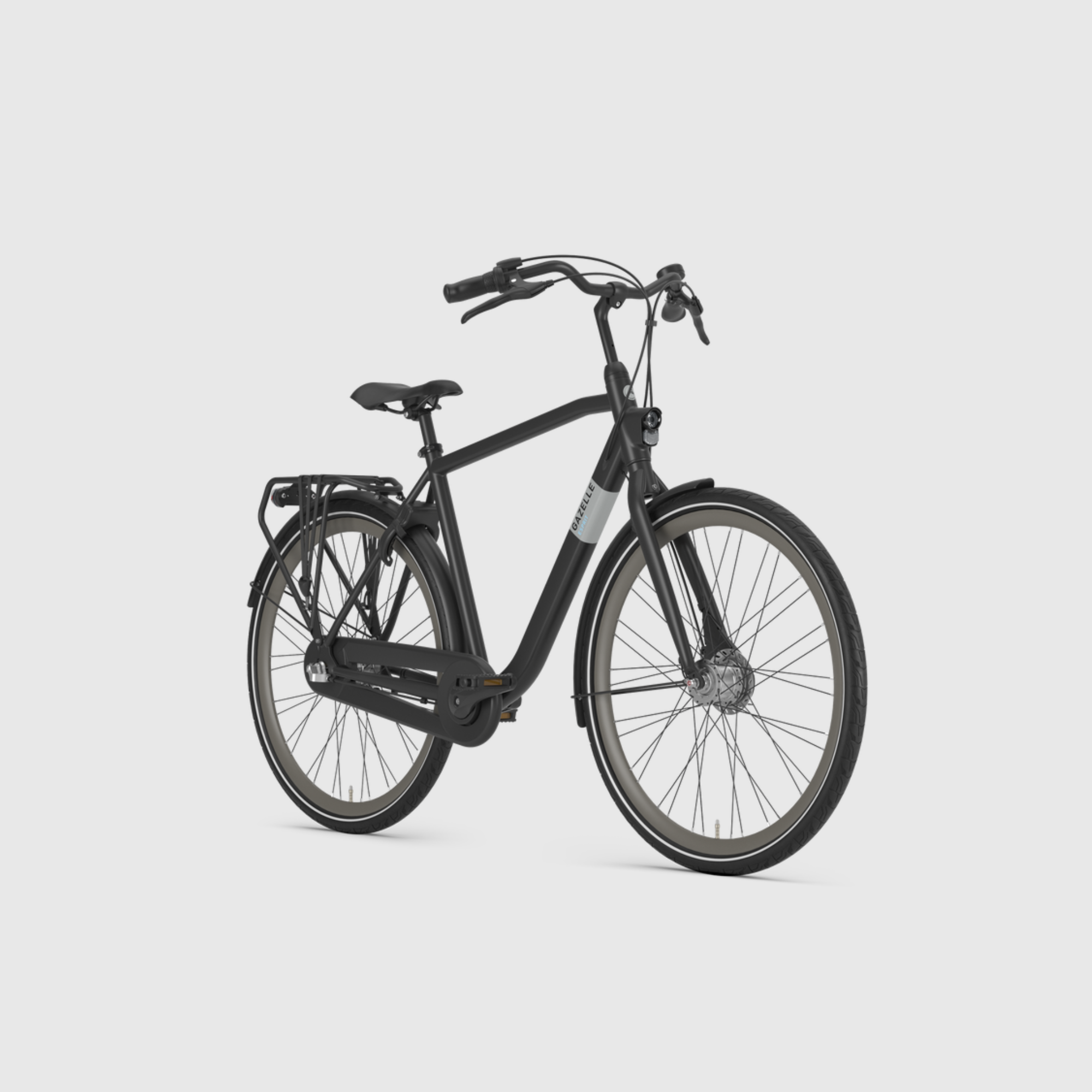 Black bicycle on a light gray background