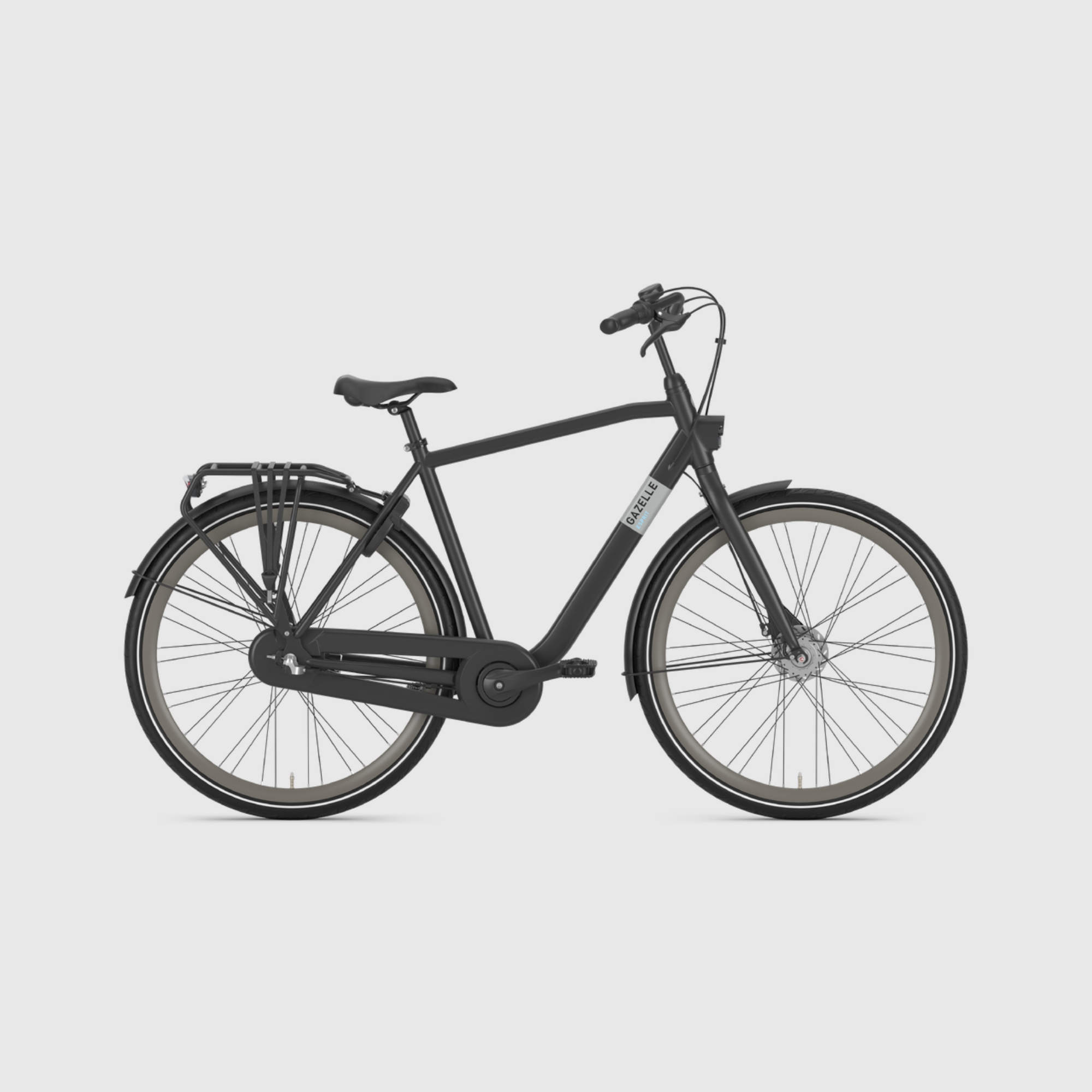 Black electric bicycle on a light gray background