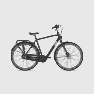 Black electric bicycle on a light gray background