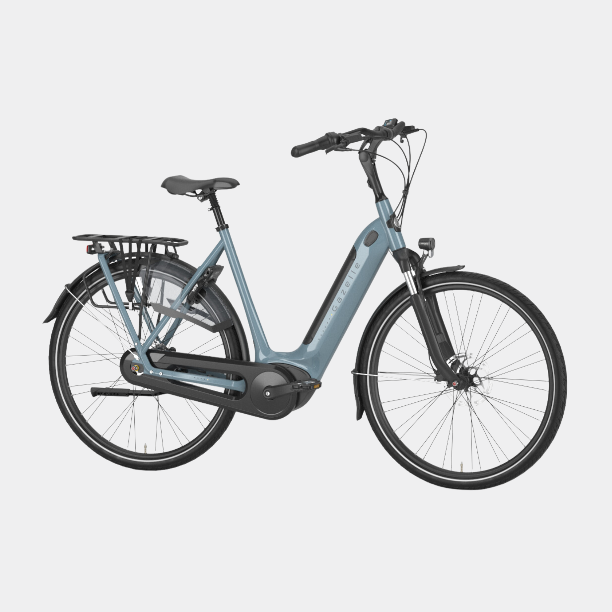 gazelle grenoble c7+ hmb low step green bosch motor e bike dutch blue