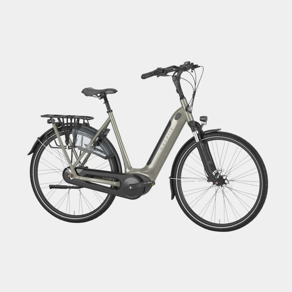 gazelle grenoble c7+ hmb low step green bosch motor e bike dutch