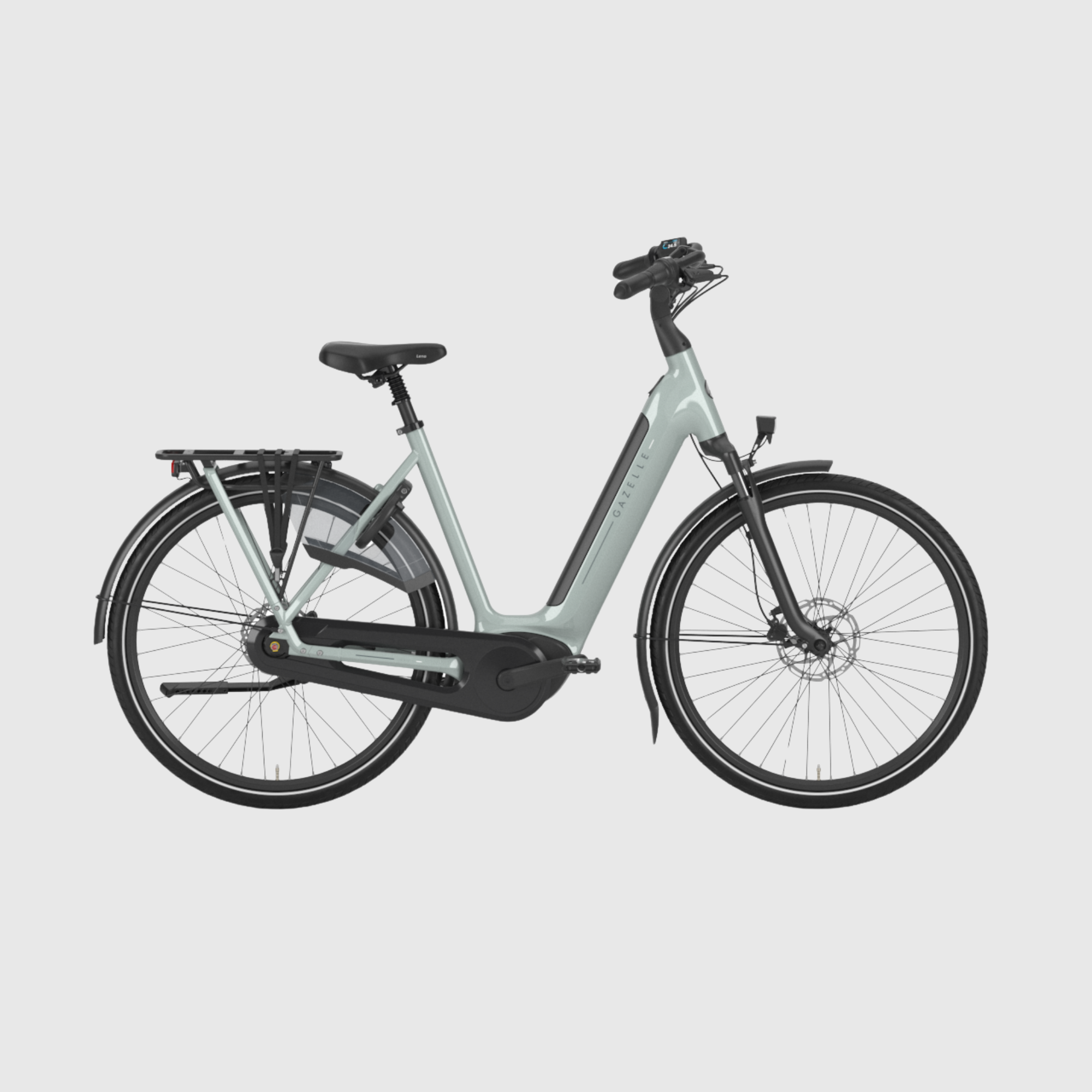 Electric bicycle on a light gray background