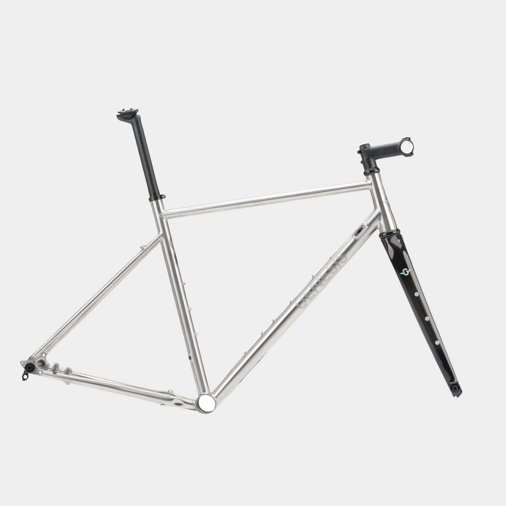genesis croix de fer 931 Frameset. Adventure bike frameset reynolds 931 Lightweight steel frame Bikepacking touring carbon fork flat mount disc brakes Thru-axle long distance touring silver black