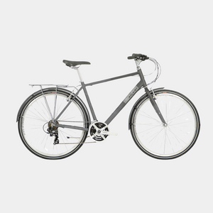 raleigh pioneer cross bar touring city bike rigid fork grey 2025