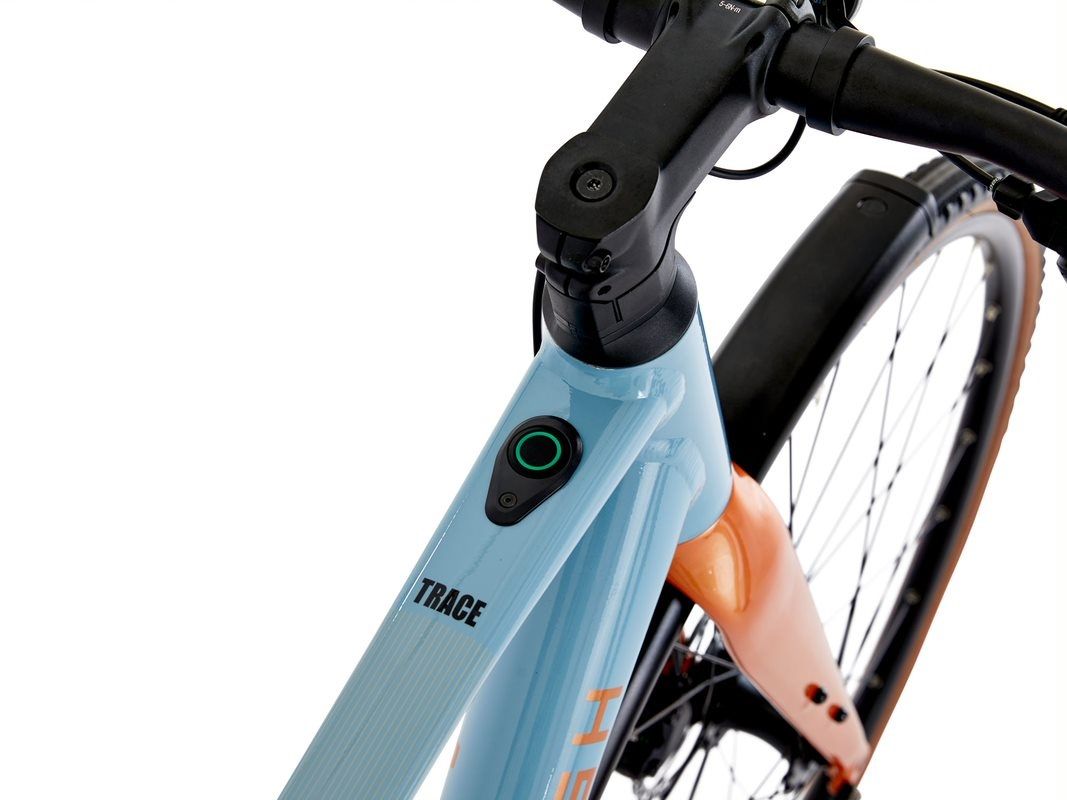 raleigh trace lightweight mens city electric bike blue orange