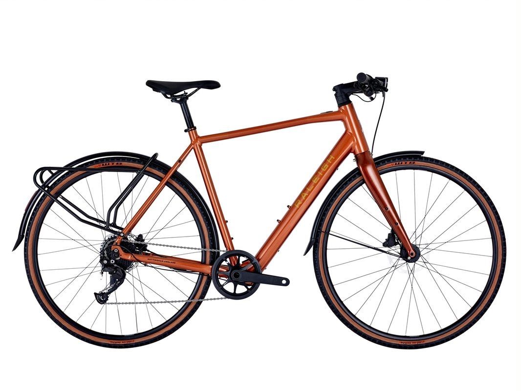 raleigh trace lightweight mens city electric bike copper