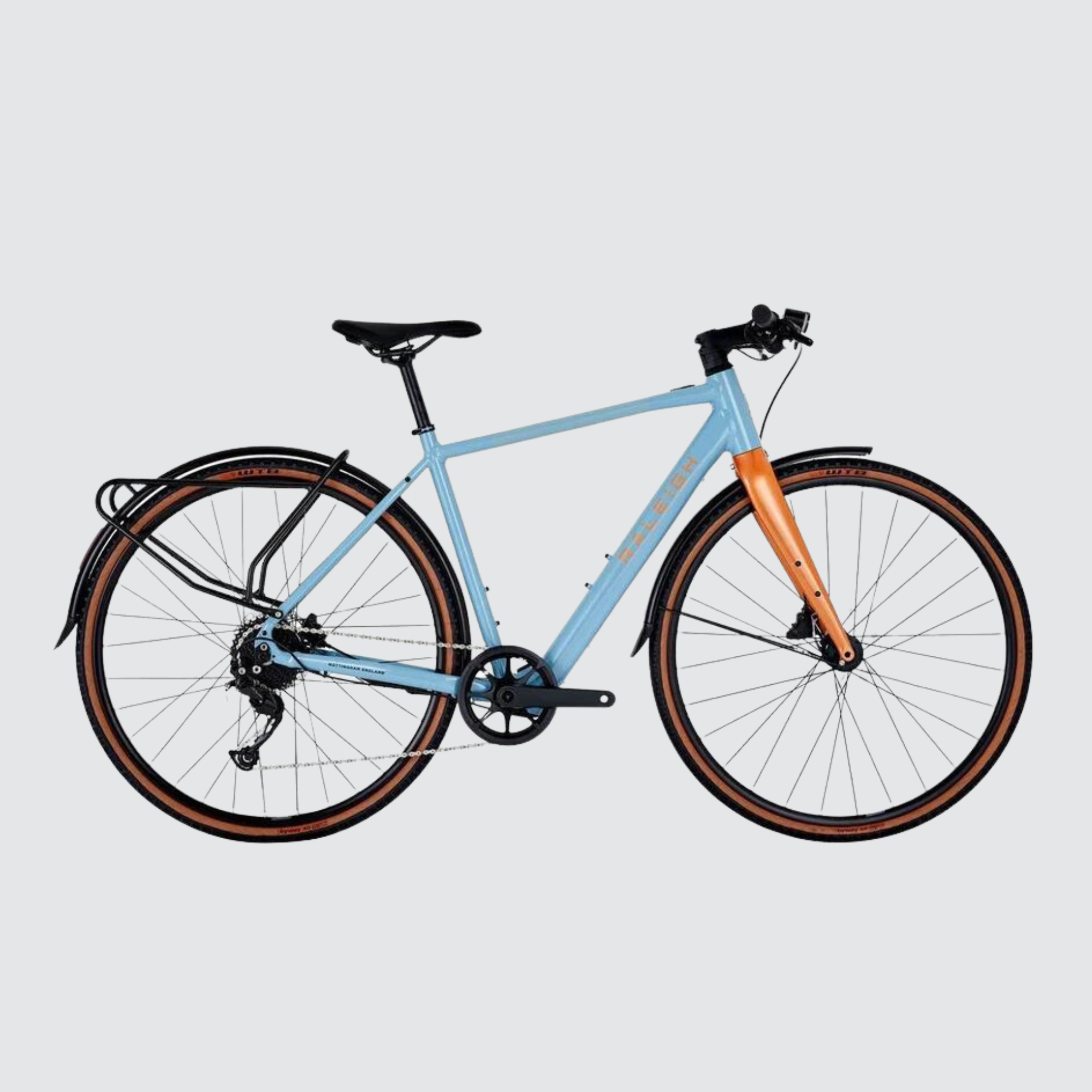 raleigh trace lightweight mens city electric bike blue orange hybrid