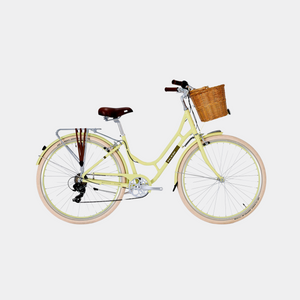Open image in slideshow, raleigh willow bike bells bicycles ladies bike with basket blue lemon haze yellow
