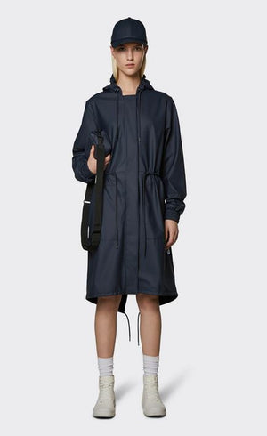 Rains Navy String Parka coat